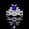 14k Gold 0.81 Ctw Vivid Blue Natural Sapphire & Diamond Ring