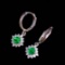 14k Gold 1.17 Ctw Intense Green Natural Emerald & Diamond Earrings