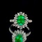 14k Gold 2.00 Ctw Vivid Green Natural Emerald & Diamond Ring/pendant
