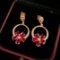 14k Gold 5.15 Ctw Vivid Red Natural Ruby & Diamond Earrings