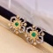 14k Gold 0.64 Ctw Vivid Green Natural Emerald & Diamond Earrings