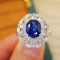 14k Gold 2.75 Ctw Vivid Blue Natural Sapphire & Diamond Ring/pendant