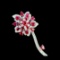14k Gold 4.25 Ctw Natural Ruby & Diamond Brooch/pendant