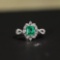 14k Gold 1.79 Ctw Vivid Green Natural Emerald & Diamond Ring