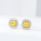 14k Gold 0.91 Ctw Natural Yellow Diamond & Diamond Earrings