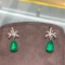 14k Gold 4.8 Ctw Vivid Green Natural Emerald & Diamond Earrings