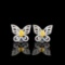 14k Gold 0.70 Ctw Natural Yellow Diamond & Diamond Earrings