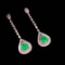 14k Gold 1.62 Ctw Vivid Green Natural Emerald & Diamond Earrings