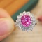 14k Gold 2.73 Ctw Natural Padparadscha Sapphire & Diamond Ring