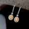 14k Gold 0.95 Ctw Natural Yellow Diamond & Diamond Earrings