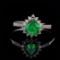 14k Gold 0.53 Ctw Vivid Green Natural Emerald & Diamond Ring
