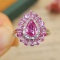 14k Gold 1.91 Ctw Natural Padparadscha Sapphire & Diamond Ring