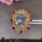 14k Gold 4.83 Ctw Natural Aquamarine & Ruby Ring