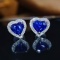 14k Gold 1.73 Ctw Vivid Blue Natural Sapphire & Diamond Earrings