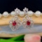 14k Gold 1.26 Ctw Natural Ruby & Diamond Earrings