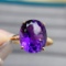 14k Gold 4.32 Ctw Natural Amethyst & Diamond Ring