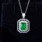 14k Gold 2.14 Ctw Vivid Green Natural Emerald & Diamond Pendant