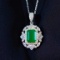 14k Gold 2.04 Ctw Vivid Green Natural Emerald & Diamond Pendant