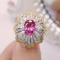 14k Gold 2.50 Ctw Natural Padparadscha Sapphire & Diamond Ring/pendant