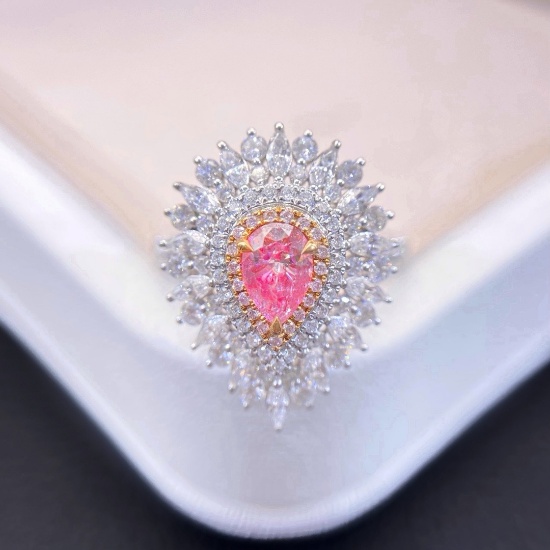14k Gold 1.31 Ctw Natural Pink Diamond & Diamond Ring