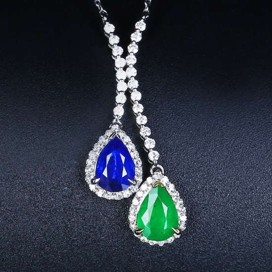 14k Gold 1.67 Ctw Natural Sapphire & Diamond Necklace