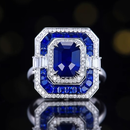 14k Gold 3.63 Ctw Natural Sapphire & Diamond Ring/pendant