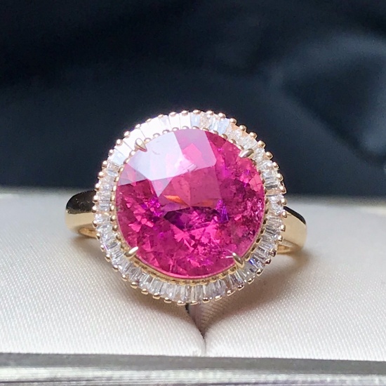 14k Gold 4.48 Ct Natural Tourmaline & Diamond Ring