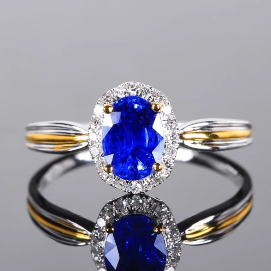 14k Gold 1.25 Ctw Natural Sapphire & Diamond Ring