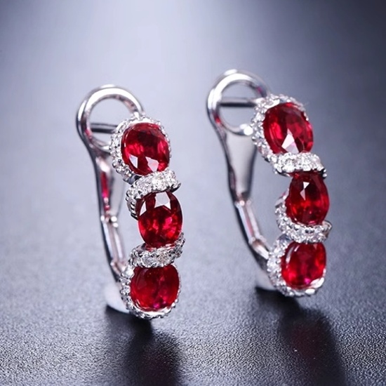 14k Gold 1.74 Ctw Natural Ruby & Diamond Earrings