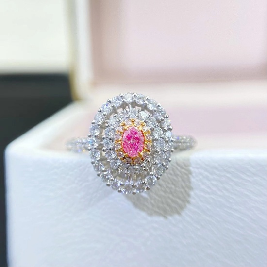 14k Gold 0.84 Ctw Natural Pink Diamond & Diamond Ring