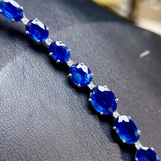 14k Gold 18.63 Ctw Natural Sapphire & Diamond Bracelet