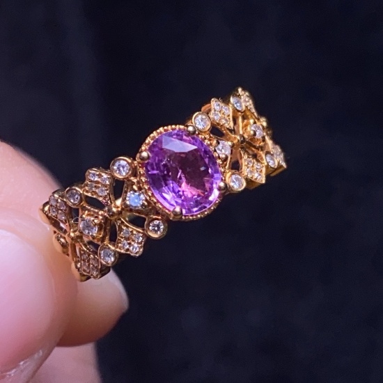 14k Gold 1.05 Ct Natural Sapphire & Diamond Ring