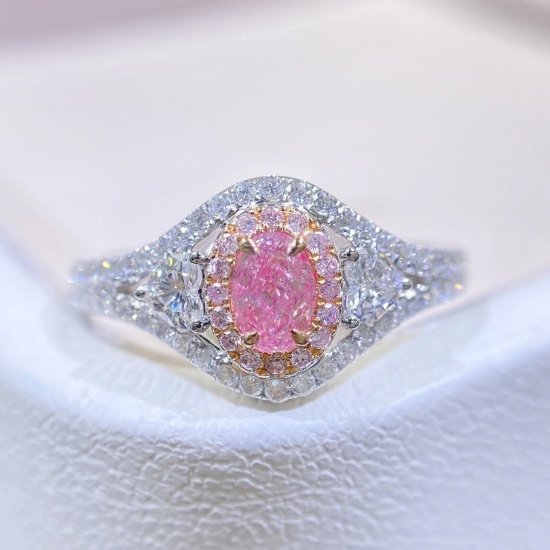 14k Gold 0.81 Ctw Natural Pink Diamond & Diamond Ring