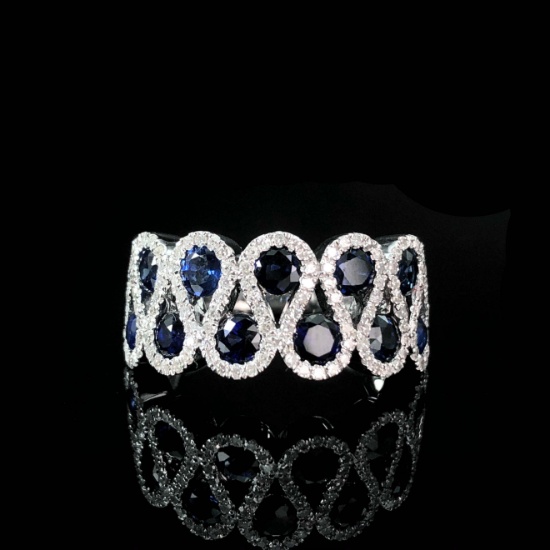 14k Gold 2.57 Ctw Natural Sapphire & Diamond Ring