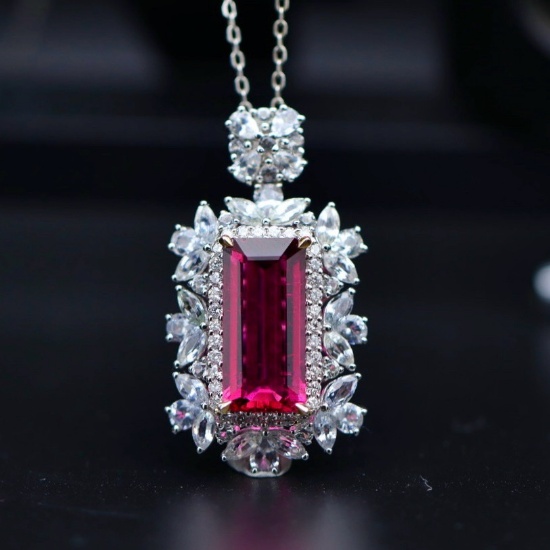 14k Gold 4.57 Ctw Natural Tourmaline & Diamond Pendant