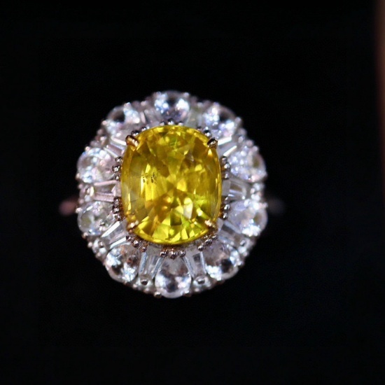 14k Gold 4.79 Ctw Natural Sapphire & Sapphire Ring