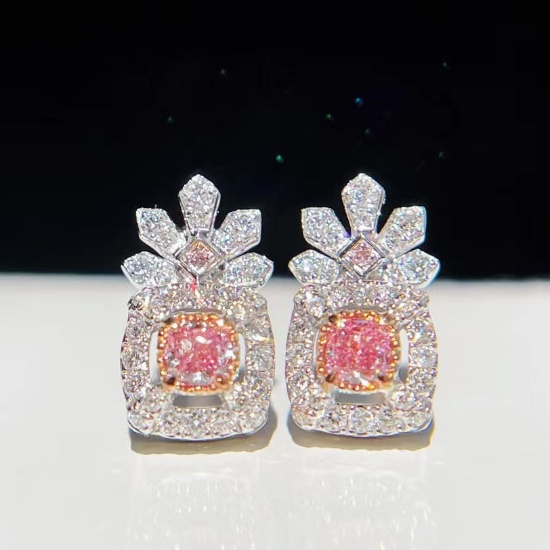 14k Gold 0.27 Ctw Natural Pink Diamond & Diamond Earrings