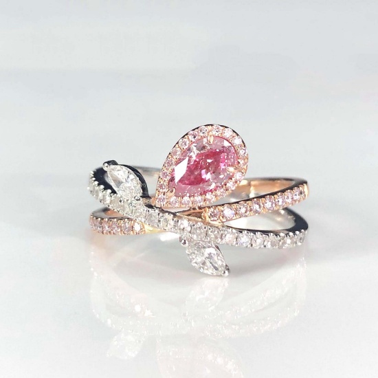 14k Gold 1.21 Ctw Natural Pink Diamond & Diamond Ring