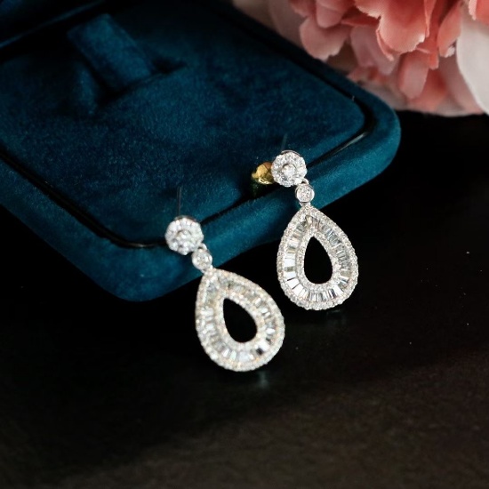 14k Gold 1.24 Ct Natural H Diamond Earrings