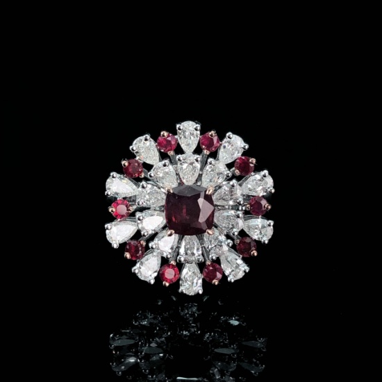 14k Gold 0.72 Ct Natural Ruby & Ruby & Sapphire Ring