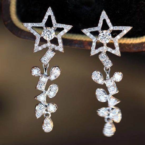 14k Gold 0.84 Ct Natural H Diamond Earrings