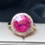 14k Gold 4.48 Ct Natural Tourmaline & Diamond Ring