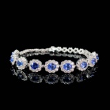 14k Gold 3.89 Ctw Natural Sapphire & Diamond Bracelet