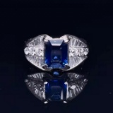 14k Gold 2.27 Ctw Vivid Blue Natural Sapphire & Diamond Ring