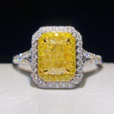 14k Gold 1.38 Ctw Natural Yellow Diamond & Diamond Ring