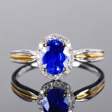 14k Gold 1.25 Ctw Natural Sapphire & Diamond Ring