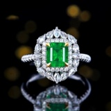 14k Gold 2.50 Ctw Vivid Green Natural Emerald & Diamond Ring/pendant