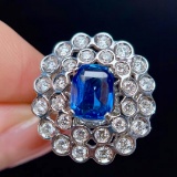 14k Gold 3.91 Ctw Natural Sapphire & Diamond Ring