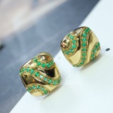 14k Gold 0.20 Ct Vivid Green Natural Emerald Pendant