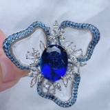 14k Gold 8.49 Ctw Vivid Blue Natural Tanzanite & Diamond Ring/pendant